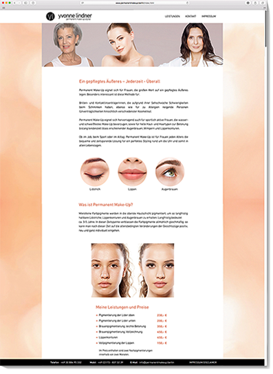Yvonne Lindner Permanent Make-Up Stylist Website